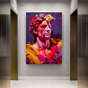 Davut Büstü Graffiti Yağlıboya, Pichiavo Stili Realistik Kentsel Kanvas Portre 30x40 cm