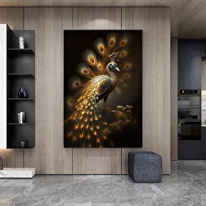 Modern Sanat Tavuskuşu – Lüks Dijital Baskı Sanatı; Tavuskuşu Kanvas Tablosu