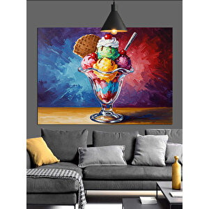 Renkli Yaz Dondurma Kupası Dekoratif Kanvas - Mdf Ahşap Tablo 25x35 cm