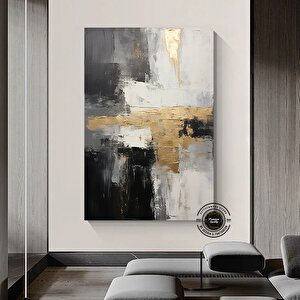 Gri Ve Altın Soyut Sanat Kanvas Baskısı, Gri Duvar Sanatı, Altın Duvar Sanatı, Modern Duvar Sanatı 60x120 cm