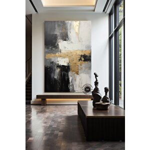 Gri Ve Altın Soyut Sanat Kanvas Baskısı, Gri Duvar Sanatı, Altın Duvar Sanatı, Modern Duvar Sanatı