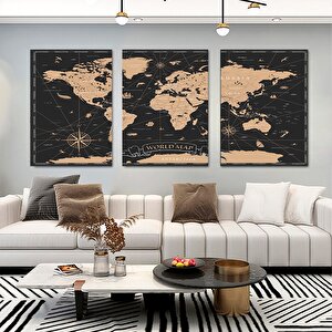 Dünya Haritası Kanvas Tablo – Seyahat Ve Macera Temalı Duvar Sanatı 80x120 cm