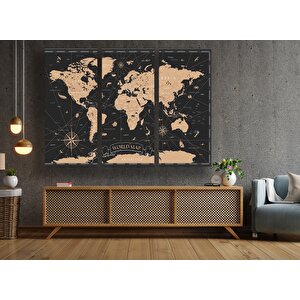 Dünya Haritası Kanvas Tablo – Seyahat Ve Macera Temalı Duvar Sanatı 80x120 cm