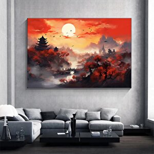 Çin Manzara Duvar Dekoru, Minimalist Mürekkep Baskılar, Tapınak Ve Dağlar Temalı