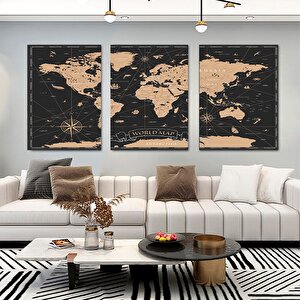Dünya Haritası Kanvas Tablo – Seyahat Ve Macera Temalı Duvar Sanatı 90x180 cm
