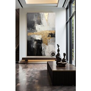 Gri Ve Altın Soyut Sanat Kanvas Baskısı, Gri Duvar Sanatı, Altın Duvar Sanatı, Modern Duvar Sanatı