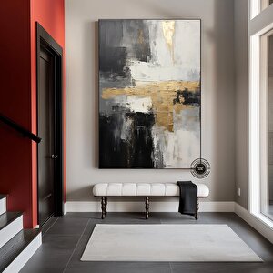 Gri Ve Altın Soyut Sanat Kanvas Baskısı, Gri Duvar Sanatı, Altın Duvar Sanatı, Modern Duvar Sanatı 50x70 cm