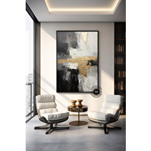 Gri Ve Altın Soyut Sanat Kanvas Baskısı, Gri Duvar Sanatı, Altın Duvar Sanatı, Modern Duvar Sanatı 30x40 cm
