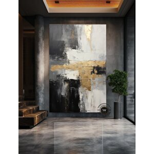 Gri Ve Altın Soyut Sanat Kanvas Baskısı, Gri Duvar Sanatı, Altın Duvar Sanatı, Modern Duvar Sanatı