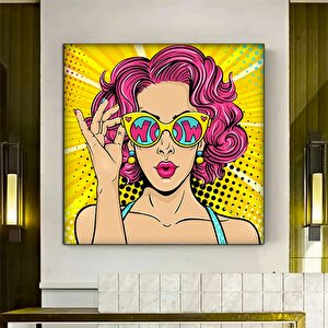 Pop Art Duvar Sanatı, Çizgi Roman Pop Art, Kadın Wow, Şaşkın Komik Stil, Kanvas Baskı Dekoru 30x30 cm