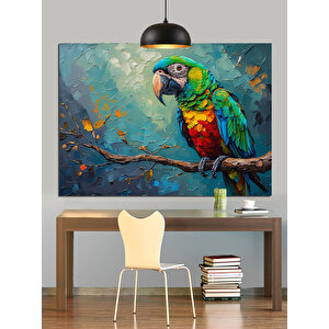 Canlı Renkli Papağan Dekoratif Kanvas - Mdf Ahşap Tablo 70x100 cm