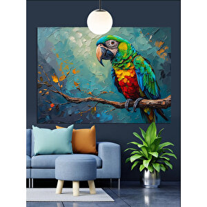 Canlı Renkli Papağan Dekoratif Kanvas - Mdf Ahşap Tablo 70x100 cm