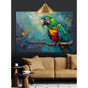 Canlı Renkli Papağan Dekoratif Kanvas - Mdf Ahşap Tablo 70x100 cm