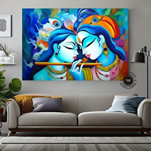 Radha Krishna Kanvas Tablosu; Geleneksel Hint Reprodüksiyonu; Krishna Ve Radha Duvar Dekoru; Hintli