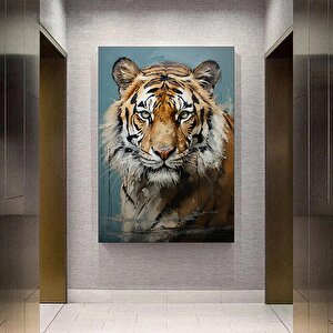 Vahşi Kaplan Kanvas Tablosu, Canlı Renklerde Bengal Kaplan Portresi 80x120 cm