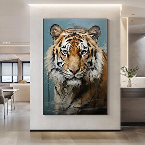 Vahşi Kaplan Kanvas Tablosu, Canlı Renklerde Bengal Kaplan Portresi