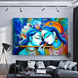 Radha Krishna Kanvas Tablosu; Geleneksel Hint Reprodüksiyonu; Krishna Ve Radha Duvar Dekoru; Hintli