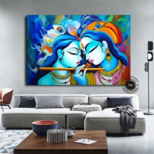Radha Krishna Kanvas Tablosu; Geleneksel Hint Reprodüksiyonu; Krishna Ve Radha Duvar Dekoru; Hintli
