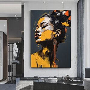 Soyut Akrilik Siyah Kız Kanvas Duvar Dekoru; Kız Soyut Akrilik Kanvas Baskı Resim; Duvara Asılabilir 80x120 cm