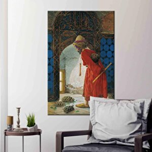 Osman Hamdi Bey - Kaplumbağa Terbiyecisi Kanvas Tablo | En Ünlü Türk Tablosu 100x150 cm