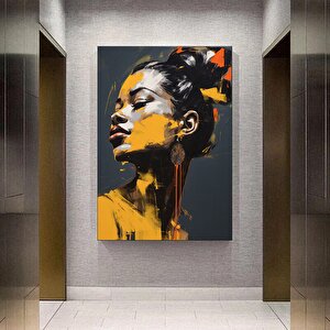 Soyut Akrilik Siyah Kız Kanvas Duvar Dekoru; Kız Soyut Akrilik Kanvas Baskı Resim; Duvara Asılabilir 40x60 cm