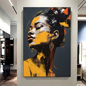Soyut Akrilik Siyah Kız Kanvas Duvar Dekoru; Kız Soyut Akrilik Kanvas Baskı Resim; Duvara Asılabilir 40x60 cm