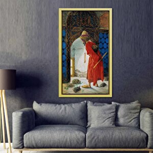 Osman Hamdi Bey - Kaplumbağa Terbiyecisi Kanvas Tablo | En Ünlü Türk Tablosu 40x60 cm