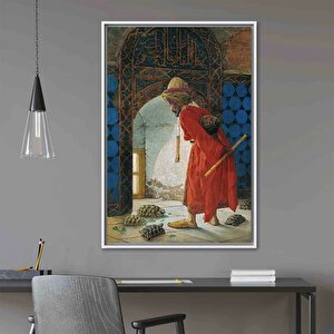 Osman Hamdi Bey - Kaplumbağa Terbiyecisi Kanvas Tablo | En Ünlü Türk Tablosu 40x60 cm