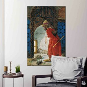Osman Hamdi Bey - Kaplumbağa Terbiyecisi Kanvas Tablo | En Ünlü Türk Tablosu 40x60 cm