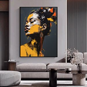 Soyut Akrilik Siyah Kız Kanvas Duvar Dekoru; Kız Soyut Akrilik Kanvas Baskı Resim; Duvara Asılabilir