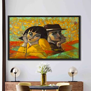 Aşıklar Portre Posteri, Sevgililer Günü Tablosu, Erkek-kadın Portre Kanvası 20x30 cm