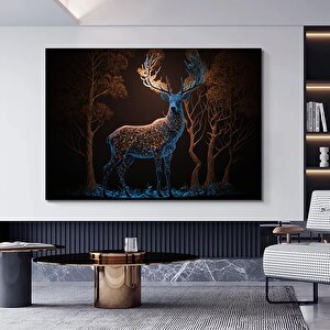 Büyüleyici Işıklarla Kaplı Sihirli Bir Geyik. Geyik Duvar Sanatı, Geyik Kanvas Tablo 60x90 cm
