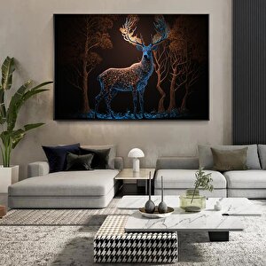 Büyüleyici Işıklarla Kaplı Sihirli Bir Geyik. Geyik Duvar Sanatı, Geyik Kanvas Tablo 60x90 cm