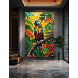 Papağan Soyut Sanat Çok Renkli Poster, Macaw, Macaw Baskısı, Papağan Resmi, Tropikal Duvar Sanatı