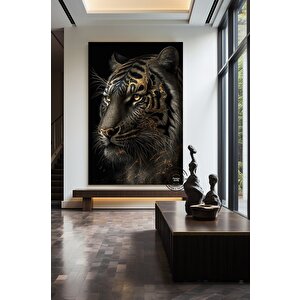 Altın Kaplan Kanvas Tablosu; Kanvas Baskı; Kaplan Kanvas; Kaplan Duvar Dekoru; Kaplan Sanat Baskısı