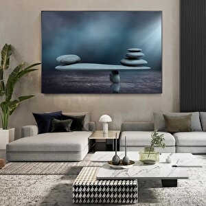 Taş Denge Duvar Sanatı; Denge Soyut Sanat; Denge Kanvas Duvar Sanatı; Zen Esintili Denge Duvar Dekor
