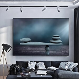 Taş Denge Duvar Sanatı; Denge Soyut Sanat; Denge Kanvas Duvar Sanatı; Zen Esintili Denge Duvar Dekor 120x180 cm