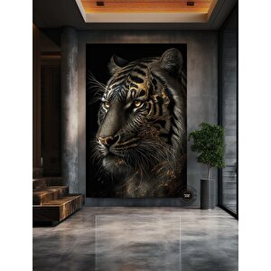 Altın Kaplan Kanvas Tablosu; Kanvas Baskı; Kaplan Kanvas; Kaplan Duvar Dekoru; Kaplan Sanat Baskısı