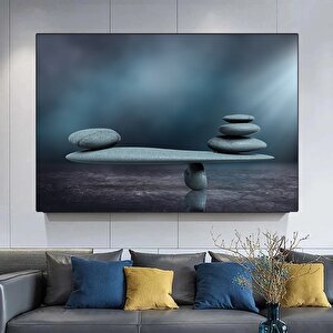 Taş Denge Duvar Sanatı; Denge Soyut Sanat; Denge Kanvas Duvar Sanatı; Zen Esintili Denge Duvar Dekor 100x200 cm