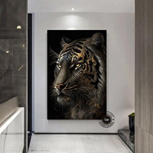 Altın Kaplan Kanvas Tablosu; Kanvas Baskı; Kaplan Kanvas; Kaplan Duvar Dekoru; Kaplan Sanat Baskısı 150x290 cm
