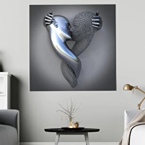 Öpüşen Çift Kanvası, Büyük Boy Aşıklar Posteri, Romantik Duvar Sanatı 60x90 cm