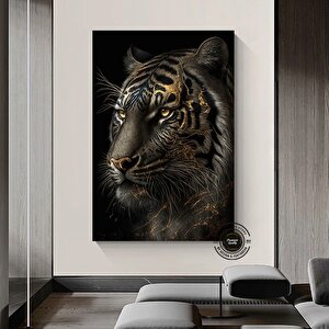 Altın Kaplan Kanvas Tablosu; Kanvas Baskı; Kaplan Kanvas; Kaplan Duvar Dekoru; Kaplan Sanat Baskısı 90x150 cm