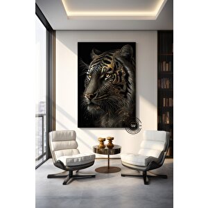 Altın Kaplan Kanvas Tablosu; Kanvas Baskı; Kaplan Kanvas; Kaplan Duvar Dekoru; Kaplan Sanat Baskısı 90x150 cm