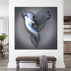 Öpüşen Çift Kanvası, Büyük Boy Aşıklar Posteri, Romantik Duvar Sanatı 70x100 cm