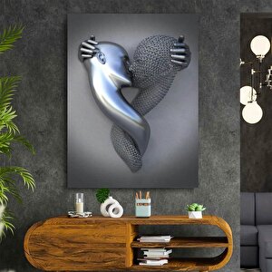 Öpüşen Çift Kanvası, Büyük Boy Aşıklar Posteri, Romantik Duvar Sanatı