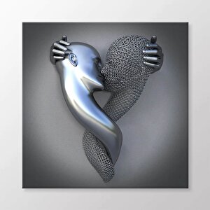 Öpüşen Çift Kanvası, Büyük Boy Aşıklar Posteri, Romantik Duvar Sanatı