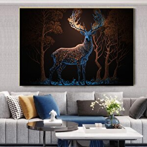 Büyüleyici Işıklarla Kaplı Sihirli Bir Geyik. Geyik Duvar Sanatı, Geyik Kanvas Tablo