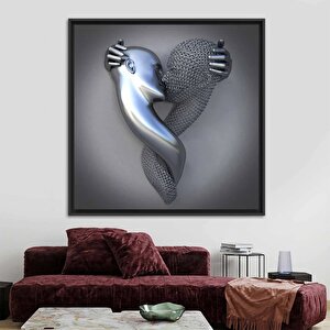 Öpüşen Çift Kanvası, Büyük Boy Aşıklar Posteri, Romantik Duvar Sanatı