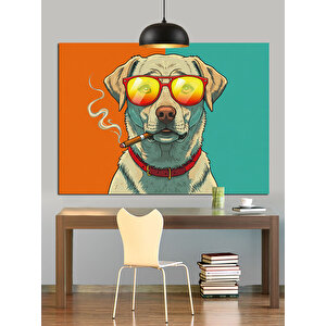 Gözlüklü Köpek Yaz Güneşi Dekoratif Kanvas - Mdf Ahşap Tablo 50x70 cm