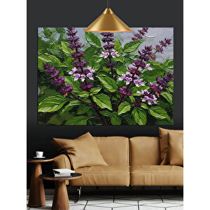 Mor Çiçekli Lavanta Bitkisi Dekoratif Kanvas - Mdf Ahşap Tablo 50x70 cm